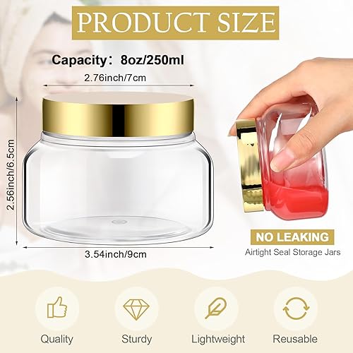 Miniatura 2 de Tarros de plástico transparente con tapas, recipientes redondos de plástico vacíos para cremas, tarros cosméticos recargables para lociones,