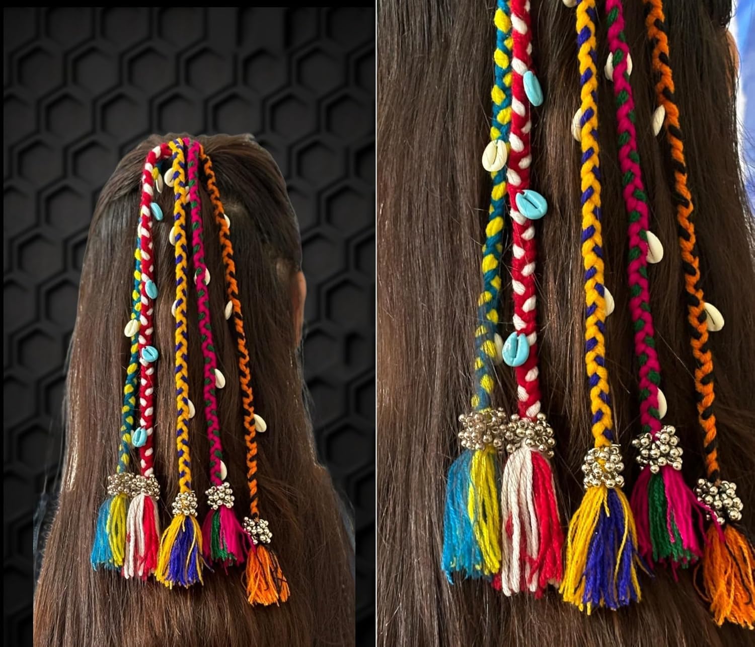 Radhvini Collections Navratri Look Hair braids with Rubber Bands Girl and Women, Hair Accessory for Everyday Style and Rainbow Braids Extensions Hair Color | Boho Chic Style (1 pcs Multi)-image-36