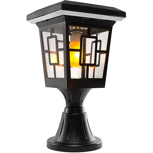 Luna Solar Outdoor Light, Flame Bulb Solar Accent Light: Stake, Pier and Wall Mounts, LED, Black, SB-57B 1-Pack