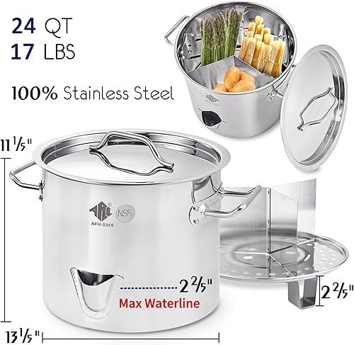 Miniatura 2 de ARC - Kit de vapor de 24 cuartos de galón, quemador de propano portátil de 55,000 BTU, olla de vapor SS con boquilla de agua de fácil llenado,