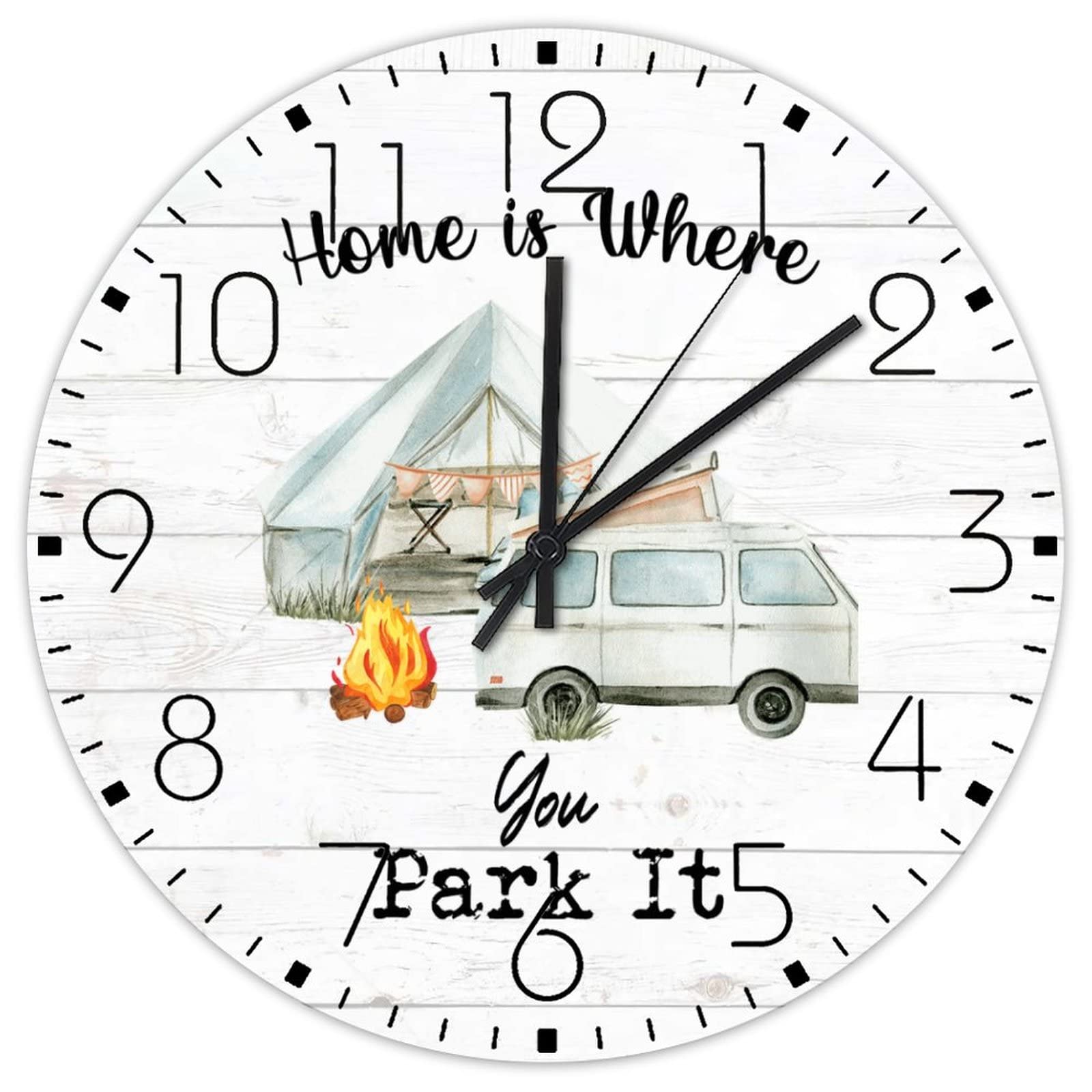 Horloge murale ronde en bois rustique de 30,5 cm pour garderie