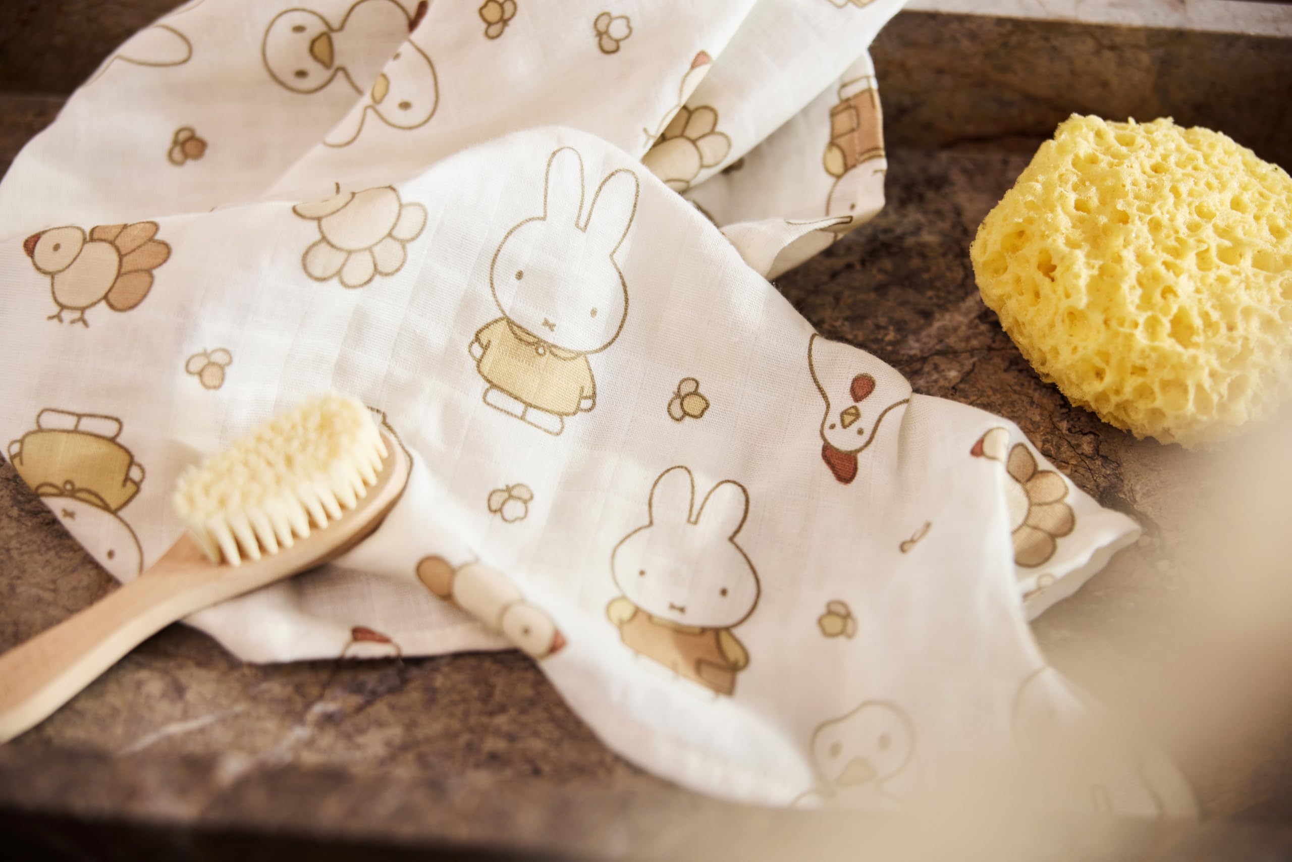 Jollein Muslin Cloths - Miffy Family Farm - 70x70cm - 3 Pack - 100% Cotton - Baby Burp Cloths - OEKO-TEX Certified - Image 4