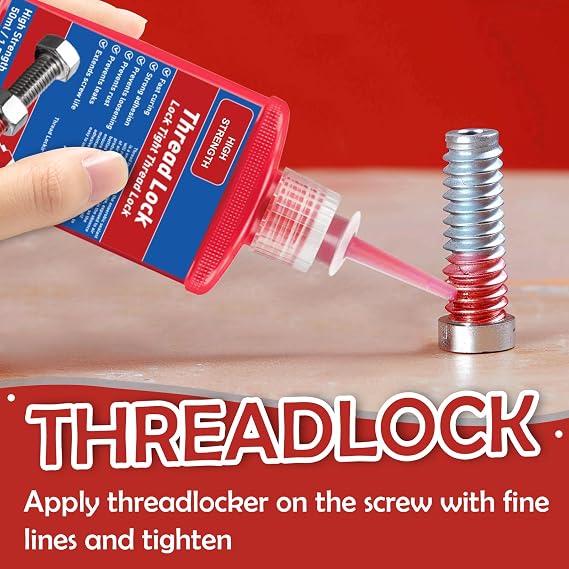Thread Lock Red, High Strength Lock Tight Anti Rust&Loosening, Locktight Threadlock for Gap Filling and Tighten Bolts Nuts Fasteners 50ml ﻿