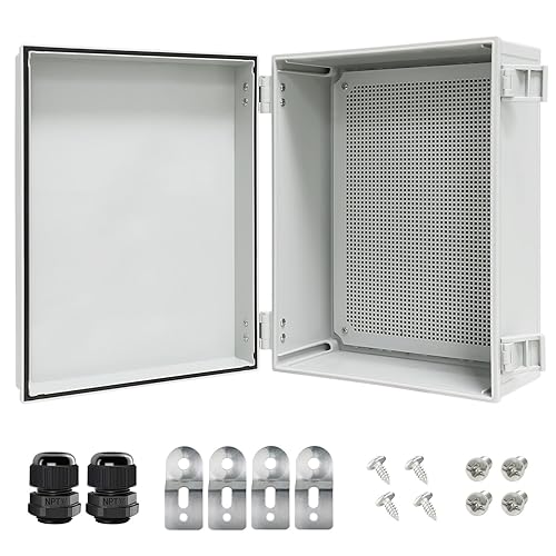 Miniatura 8 de Caja de conexiones IP65 impermeable de plástico ABS con bisagras, cubierta transparente de policarbonato, caja de proyectos eléctricos con placa de