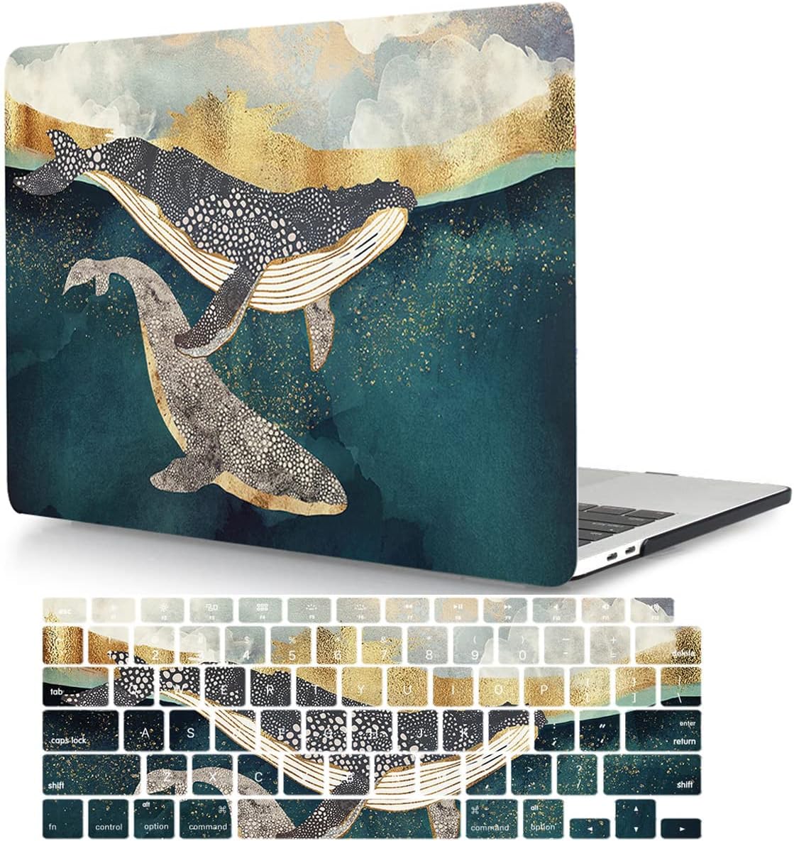 Case Compatible with MacBook Pro 15 inch 2019 2018 2017 2016 Release A1990 A1707 with Touch Bar, Protective Plastic Hard Shell Case & Keyboard Cover for MacBook Pro 15.4",Whale
