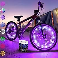 Vista 11 de TINANA Paquete de 2 luces LED para rueda de bicicleta, luces ultrabrillantes impermeables para radios de bicicleta, decoración de ciclismo