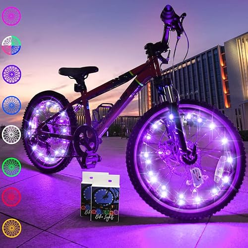 TINANA Paquete de 2 luces LED para rueda de bicicleta, ultra brillantes, impermeables, luces de radios de bicicleta, decoración de ciclismo,