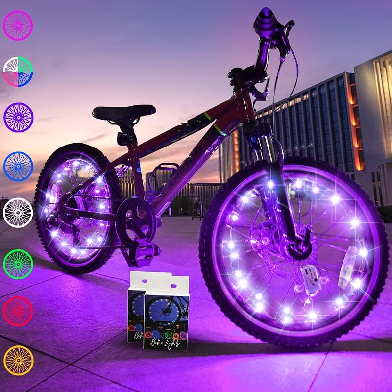 Paquete de 2 neumáticos Luces LED para ruedas de bicicleta Luces de radios de bicicleta impermeables ultra brillantes Decoración de ciclismo Advertencia de seguridad Luz de tira de neumáticos para niños adultos Montar de noche