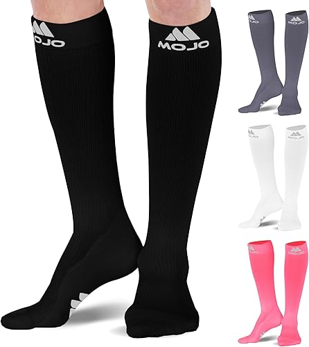Calcetines de compresión Mojo - Cómodo material Coolmax para recuperación y rendimiento. Calcetines de soporte médico - Soporte mediano, Medias de
