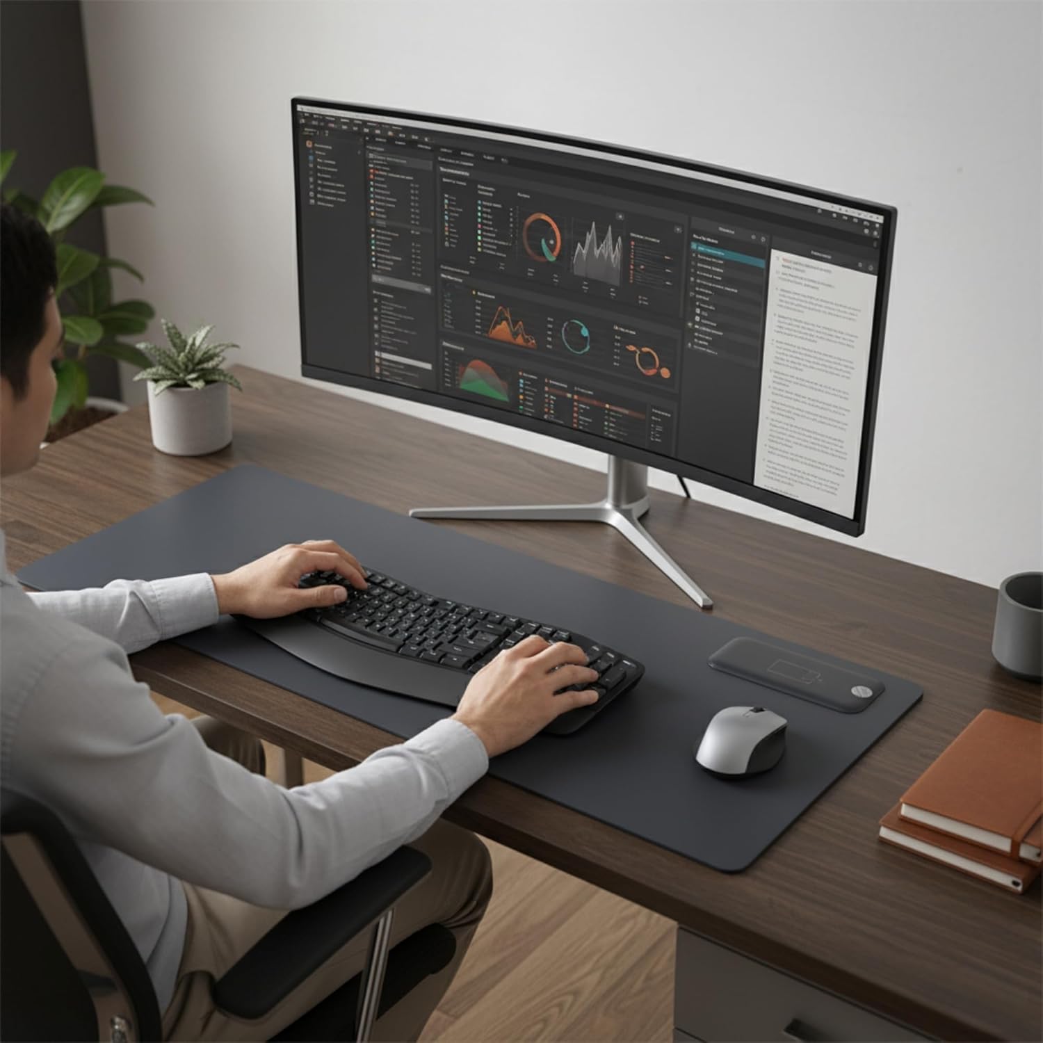 Dacasso Leather Desk Pad Without Side Rails