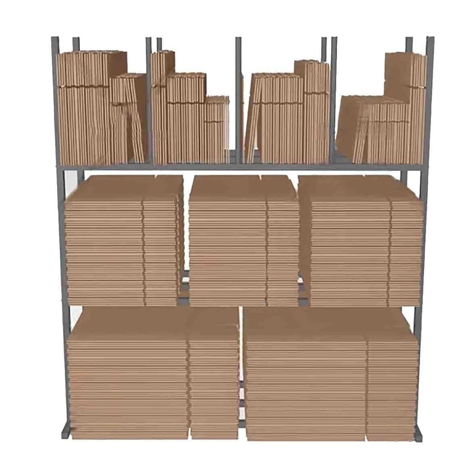Mobiles Kartonregal mit 3 Ebenen, robuster Organizer für Versandkartons, Versandverpackungen und Karton, platzsparendes Design, hohe Tragfähigkeit, perfekt für Zuhause und Büro