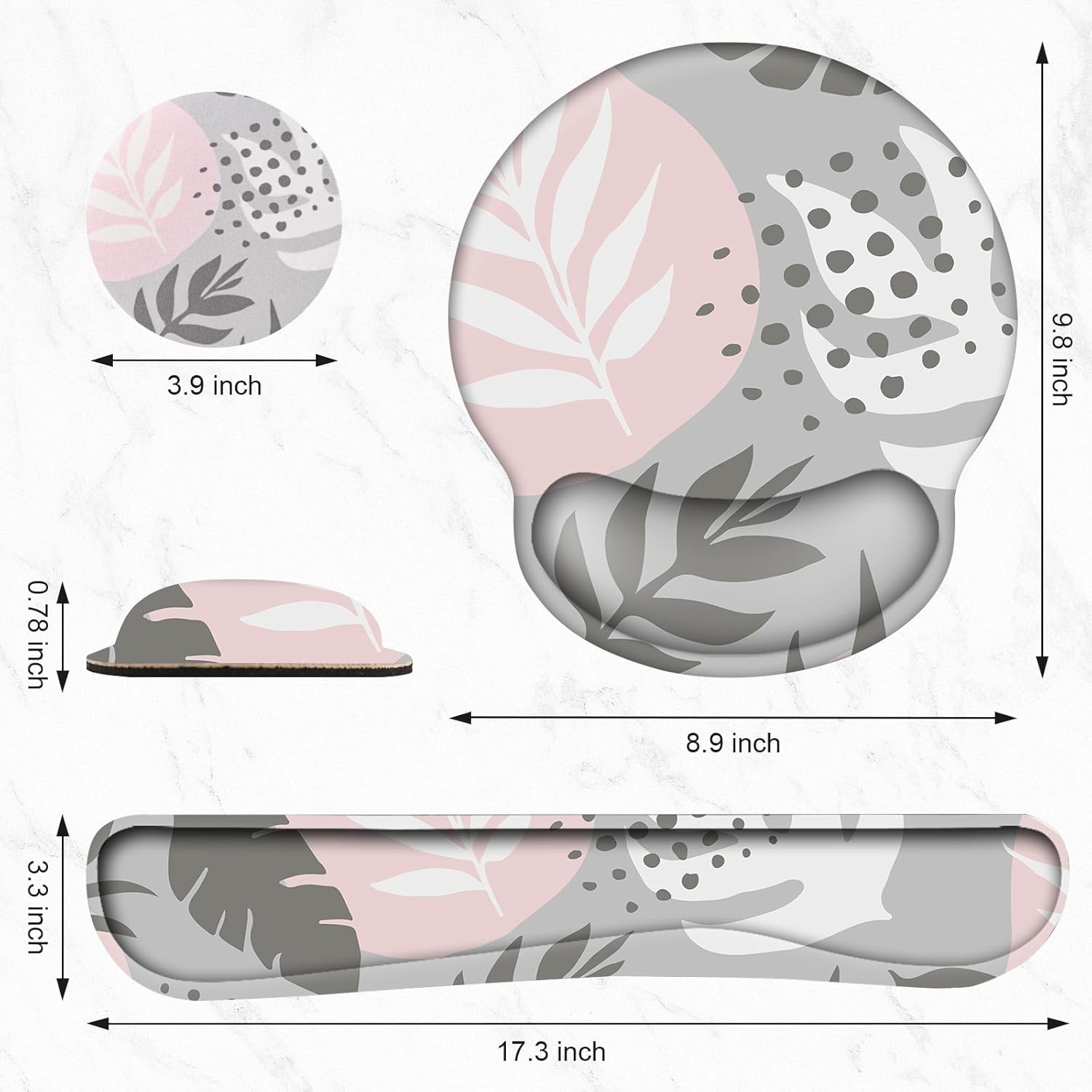 Keyboard Wrist Rest, Ergonomic Mouse Pad Wrist Support, Memory Foam Wrist Rest, Anti-Slip Base, Mousepad with Coaster for Computer Keyboard Office Home, Tropical Leaves - Image 7