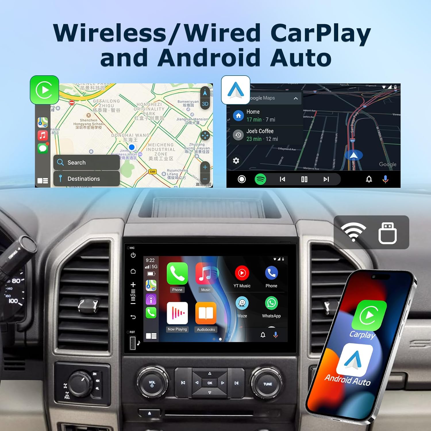 8 Core [4G+64G] Car Radio for Ford F150 F250 F350 Fusion Edge Explorer, Android F150 Stereo with Wireless Carplay/Android Auto/DSP 32 EQ/IPS Screen/SWC/Bluetooth 5.0/WiFi