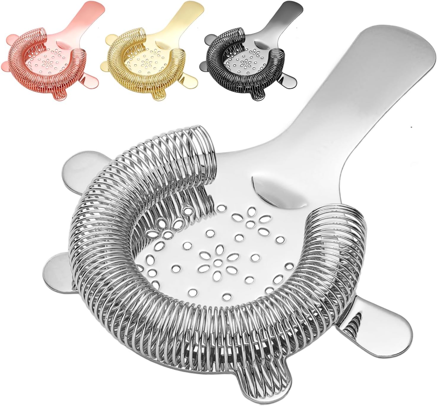 4-Prong Cocktail Strainer, Hawthorne Strainer,for Professional Bartenders and Mixologists, Mirror Polished
