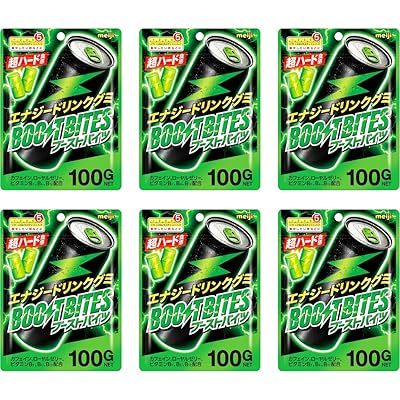 Japanese Energy Gummy Candy – Boost Bites 6 Pack (100g Each) – Energy Drink Flavor with Caffeine & B Vitamins – Functional Chewy Snack – Made in Japan