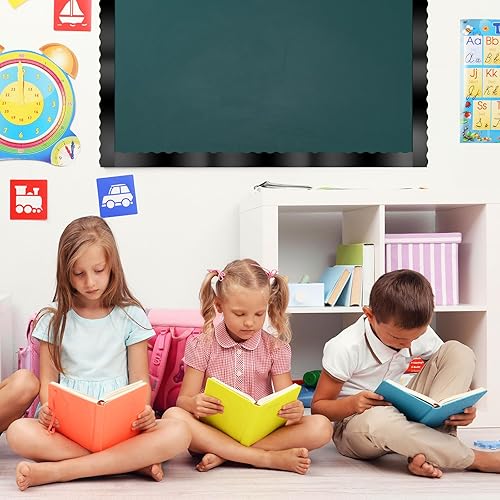 Miniatura 6 de Ecally Bordes festoneados de 65.6 pies para tablón de anuncios, brillo de aula, decoración para tablón de anuncios festoneado, decoración para la