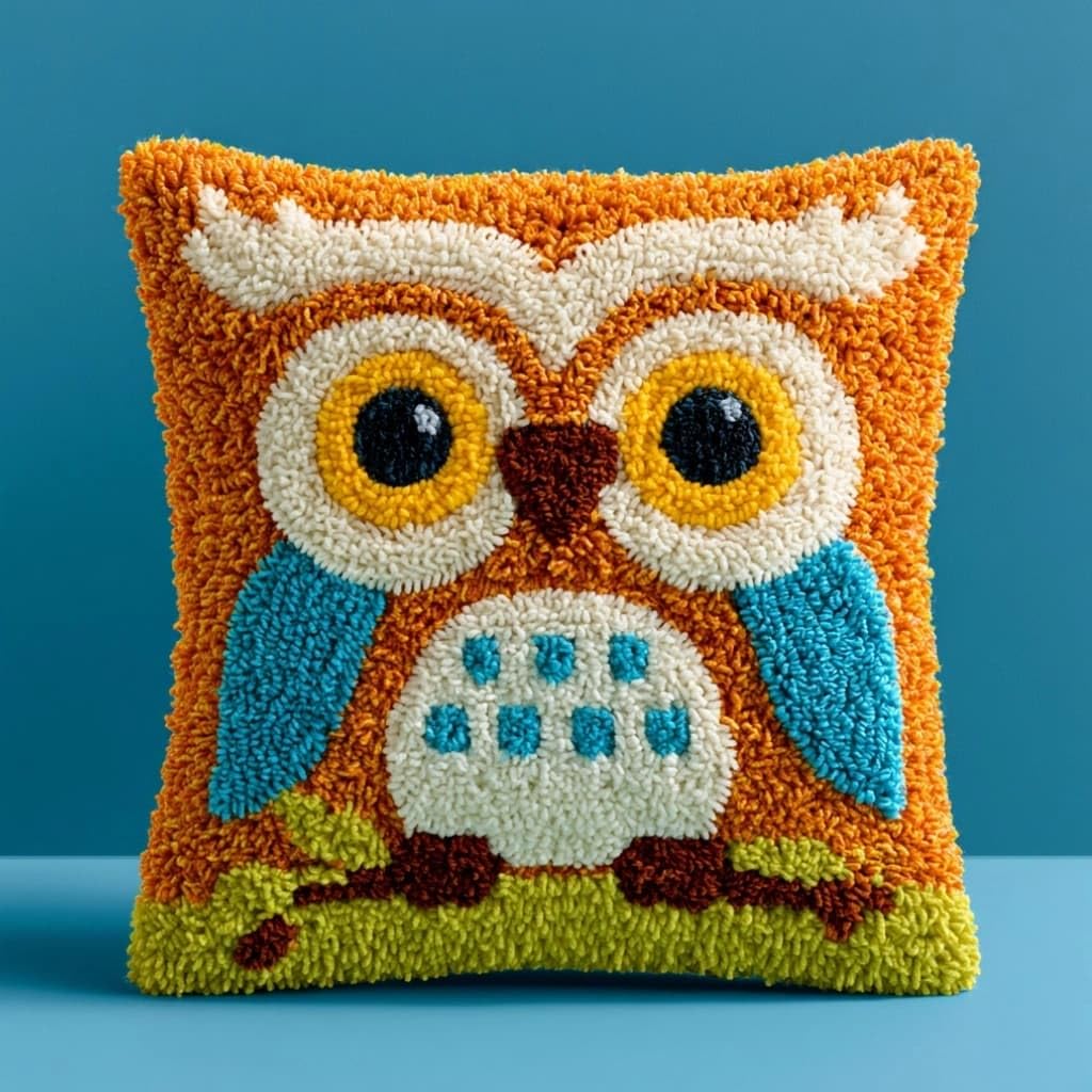 Taxpy F Latch Hook Cushion Kits Owl 17X17 Inch