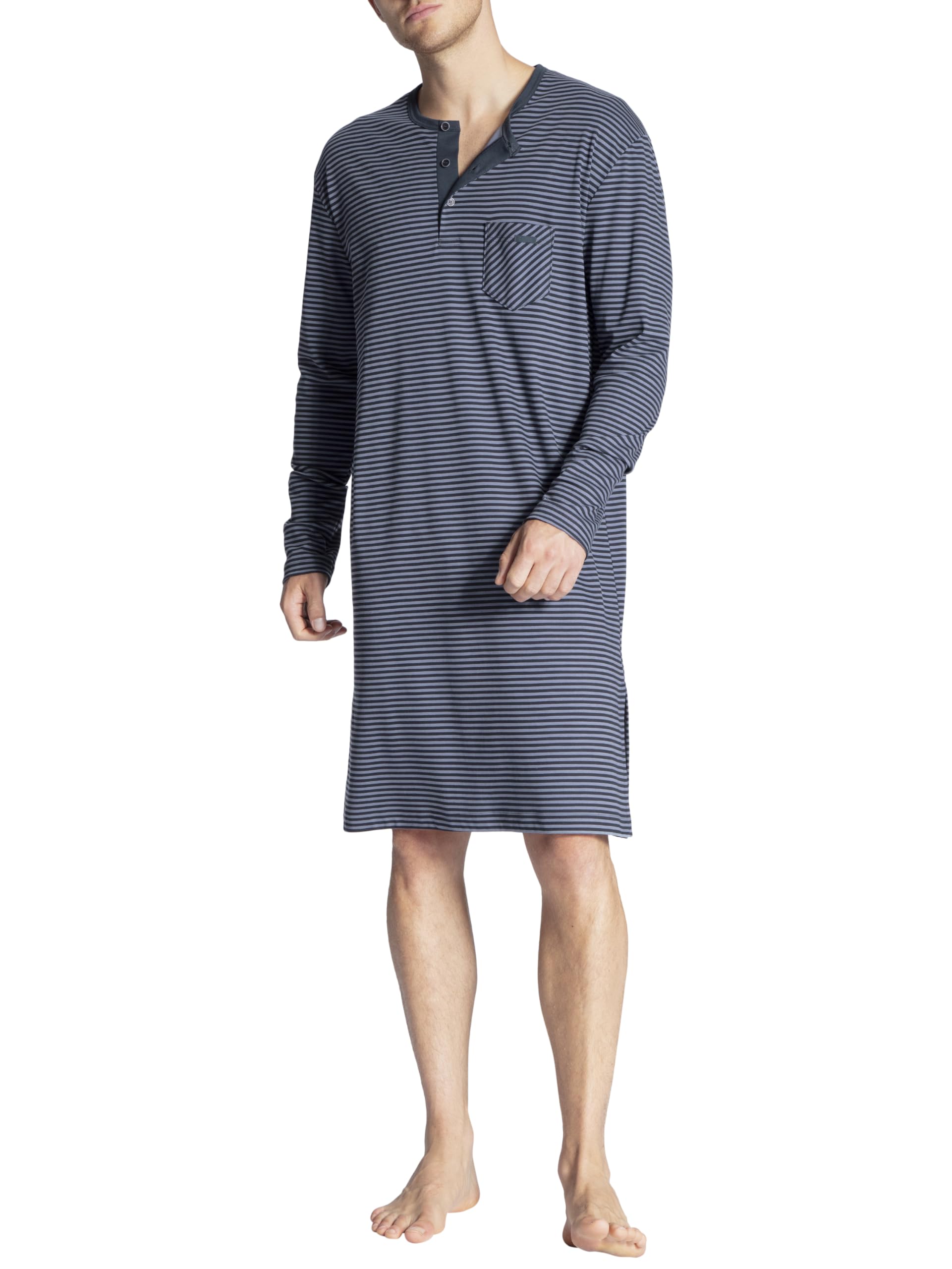 CALIDA Chemise de Nuit Manches Longues Relax 100% Coton Interlock (Dark Sapphire), Chemises de Nuit, 100% Coton Interlock