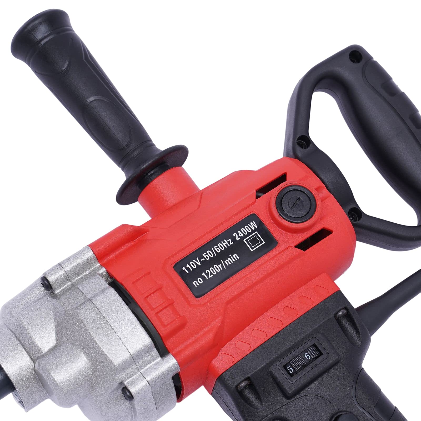 Mortero eléctrico de 2400 W, mezclador de pintura de yeso, cemento, lechada, hormigón, 1200 rpm, juego de mezclador de taladro con mango de pala, máquina de perforación eléctrica con cable