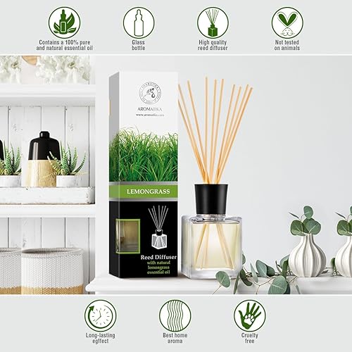 Miniatura 8 de Difusor de Fragancia para Habitación Hierba de Limón 6.8 Fl Oz - 200ml - con Varillas de Bambú - con Aceite Esencial de Hierba de Limón Puro y