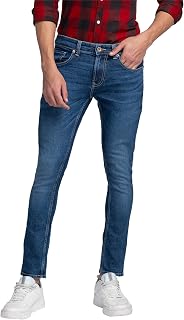Spykar Men's Super Skinny Fit Low-Rise Casual Jeans Mid Blue
