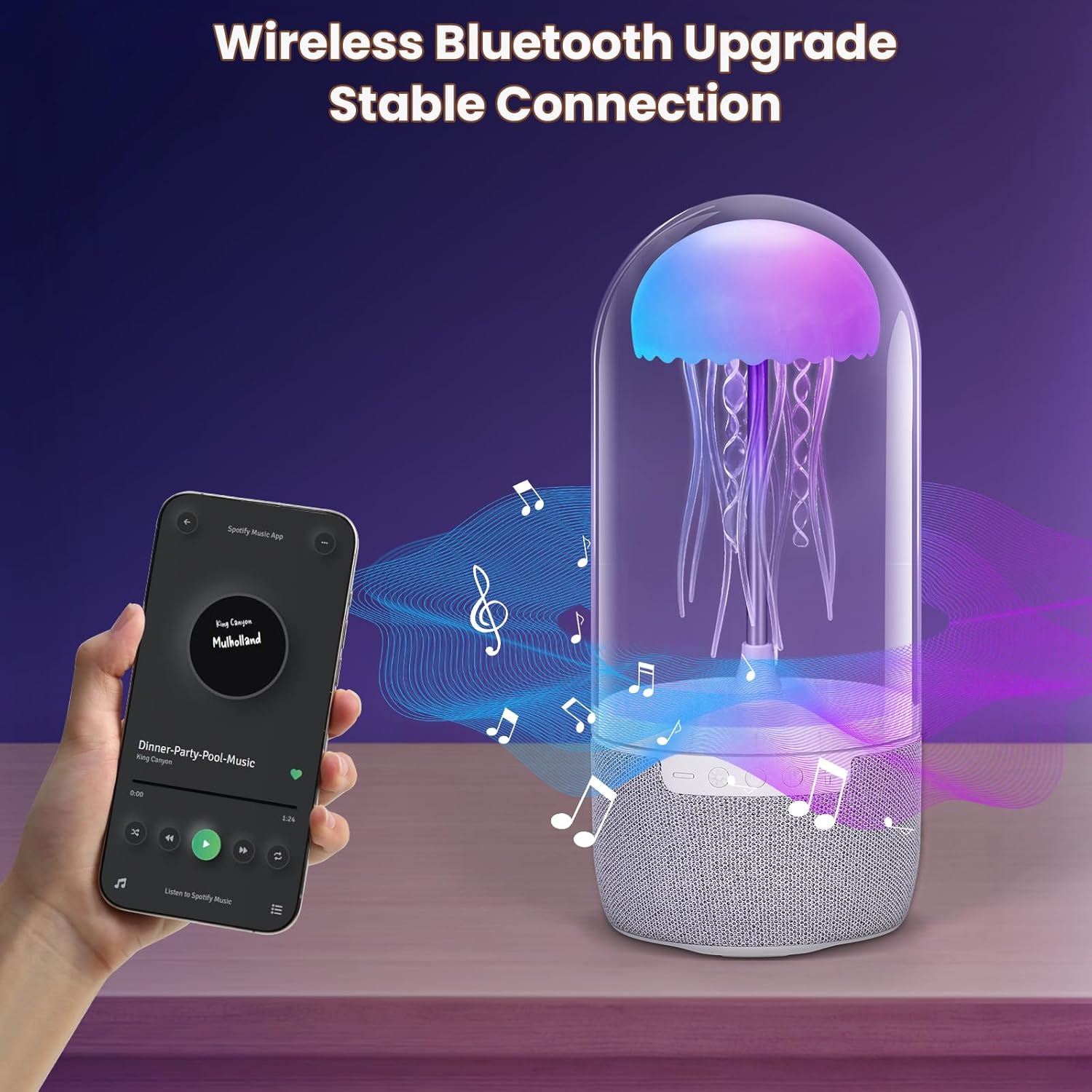 Jellyfish Lamp,With Bluetooth Speaker Dancing Jellyfish Lights for Indoor,Outdoor,7 Color Atmosphere jellyfish Desk Lamp,Rechargeable Mood Night Light,Children and Adults Perfect decorative gift