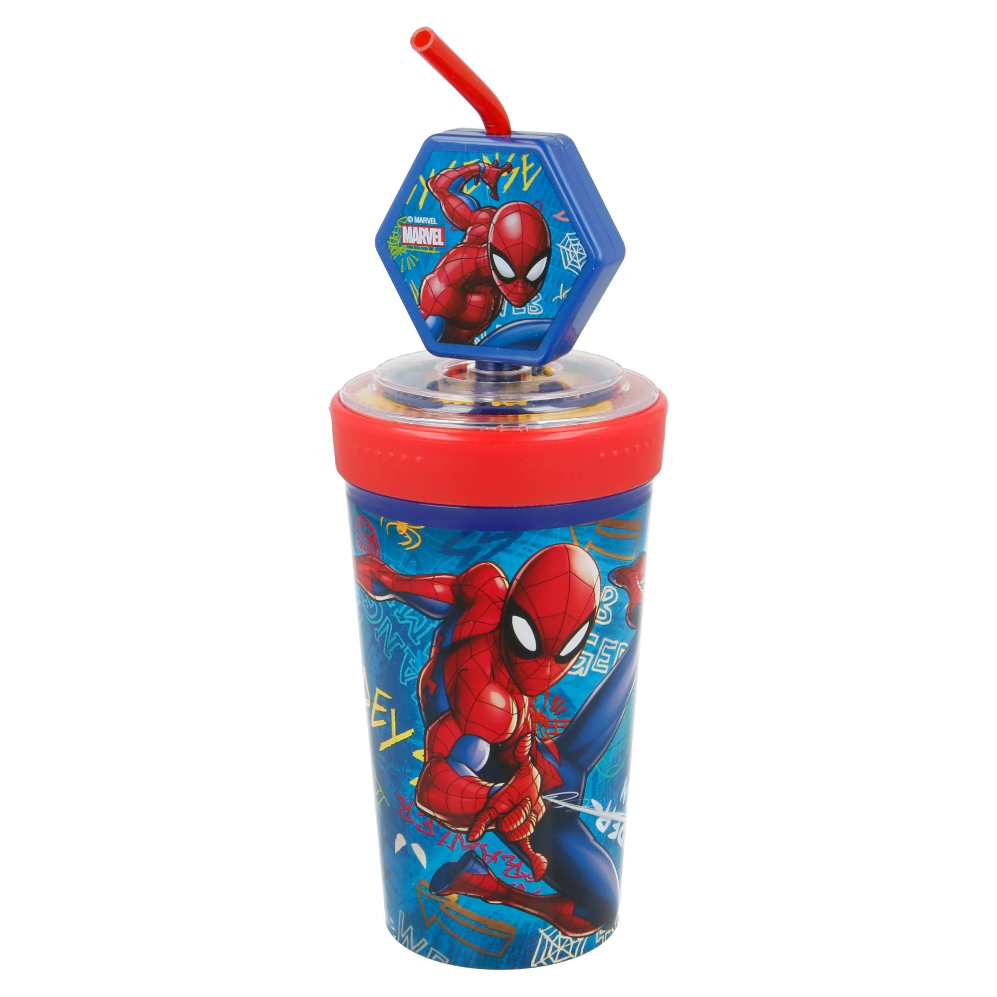 Stor Spiderman Graffiti Gear Tumbler, Blue, 475 ml, 37942