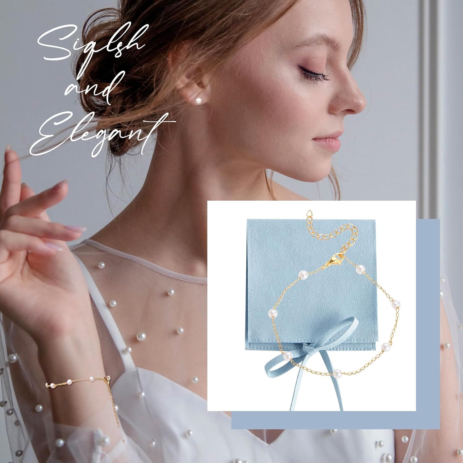 16PCS Jewelry Bridesmaid Gifts,Pearl Bracelet Microfiber Jewelry Bag Pouch Set of 8,Bridesmaid Proposal Favor for Wedding Bridal Birthday Party - Image 3