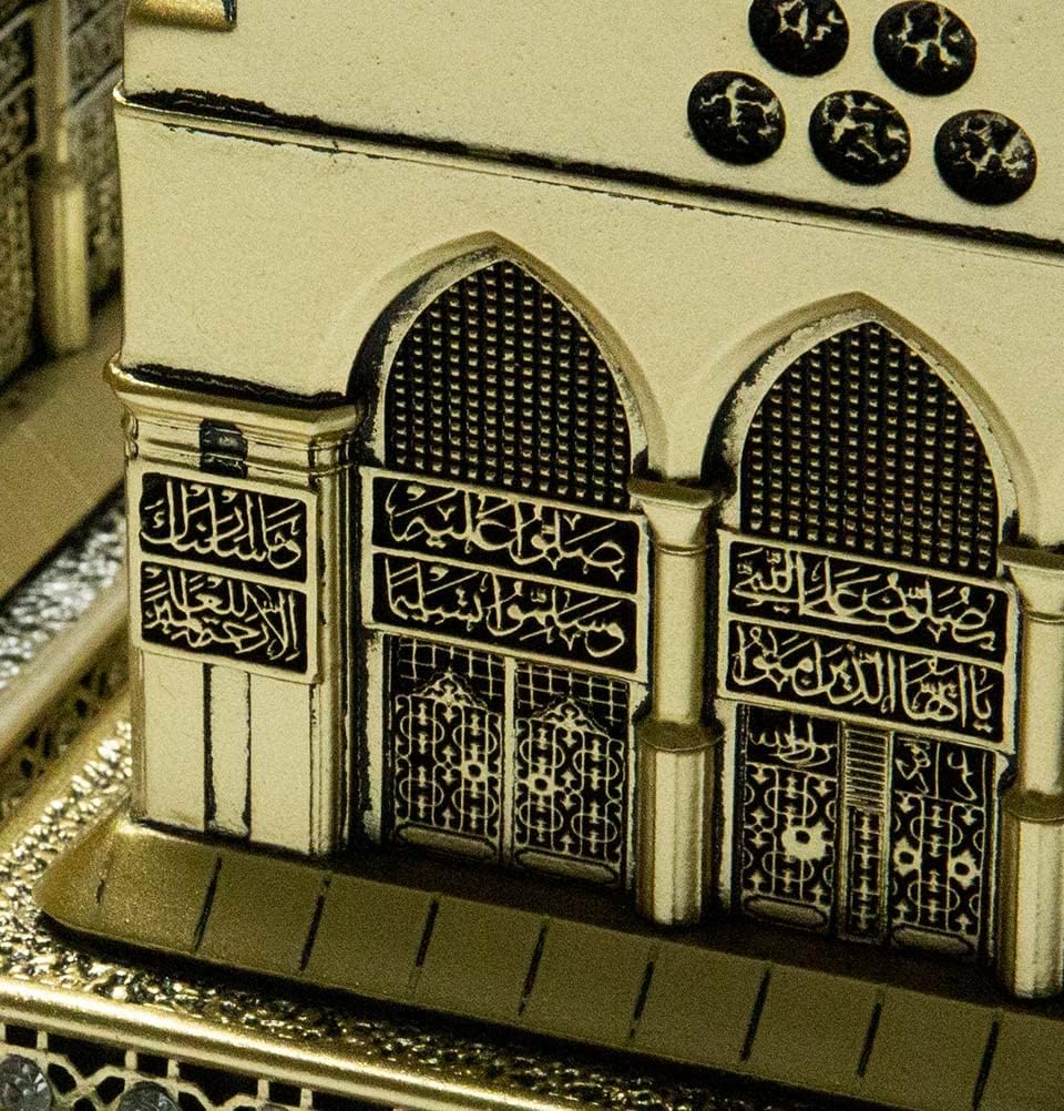 Modefa Islamic Turkish Table Decor Showpiece Gift Sculpture Figure | Al-Masjid an-Nabawi Medine The Prophet’s Mosque Replica (Gold - Small (4.3x6.5in))