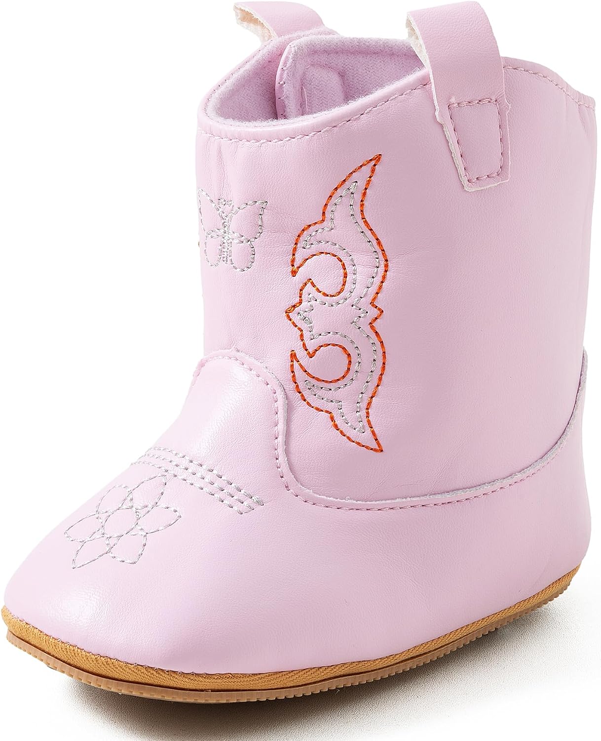 Jastore Baby Boys Girls Cowboy Boots Infant Western Boots Newborn First Walker Crib Shoes Toddler Soft Sole Non-Slip Round Toe Bootie