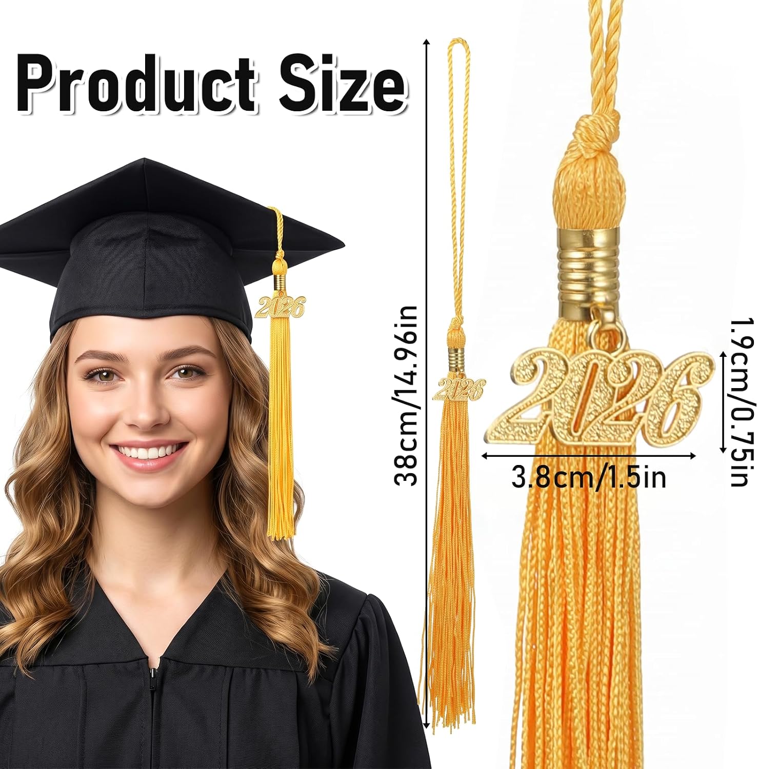 2026 Tassel Graduation, 2026 Graduate Cap Tassels with 2026 Year Gold Charms for Grad Cap and Graduation Ceremony Party