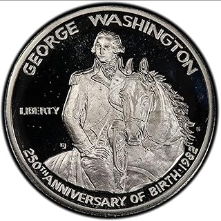 1982 S PROOF Silver Half Dollar Coin. Celebrating 250th Anniversary of George Washington's Birth, "Father Of His Nation". 50 Cents Graded By Seller Circulated Condition