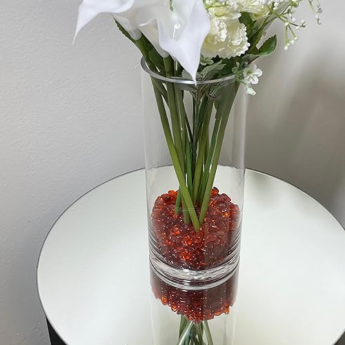 Miniatura 6 de CYS EXCEL Grava para tanque de peces de acuario (1 libra), relleno de jarrón de vidrio rojo naranja para fuente, planta suculenta, piedra de