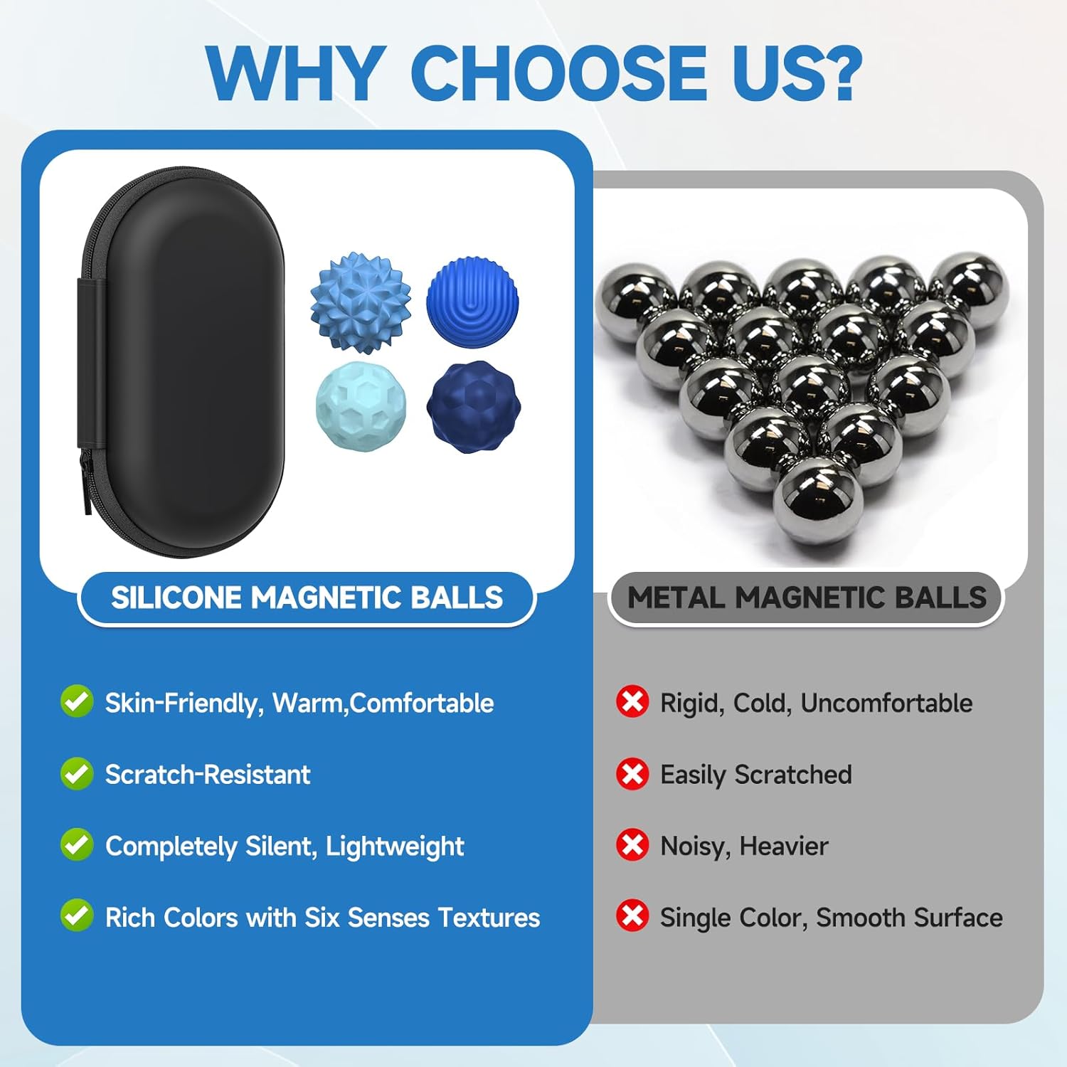 Magnetic Sensory Balls Fidget Toys for Adults&Teens, 8PCS Stress Relief Silicone Magnet Sensory Toys for Autism ADHD Anxiety, Fun Textures Gadgets, Quiet Office Desk Toy, Gift for Teens Women Men Gift