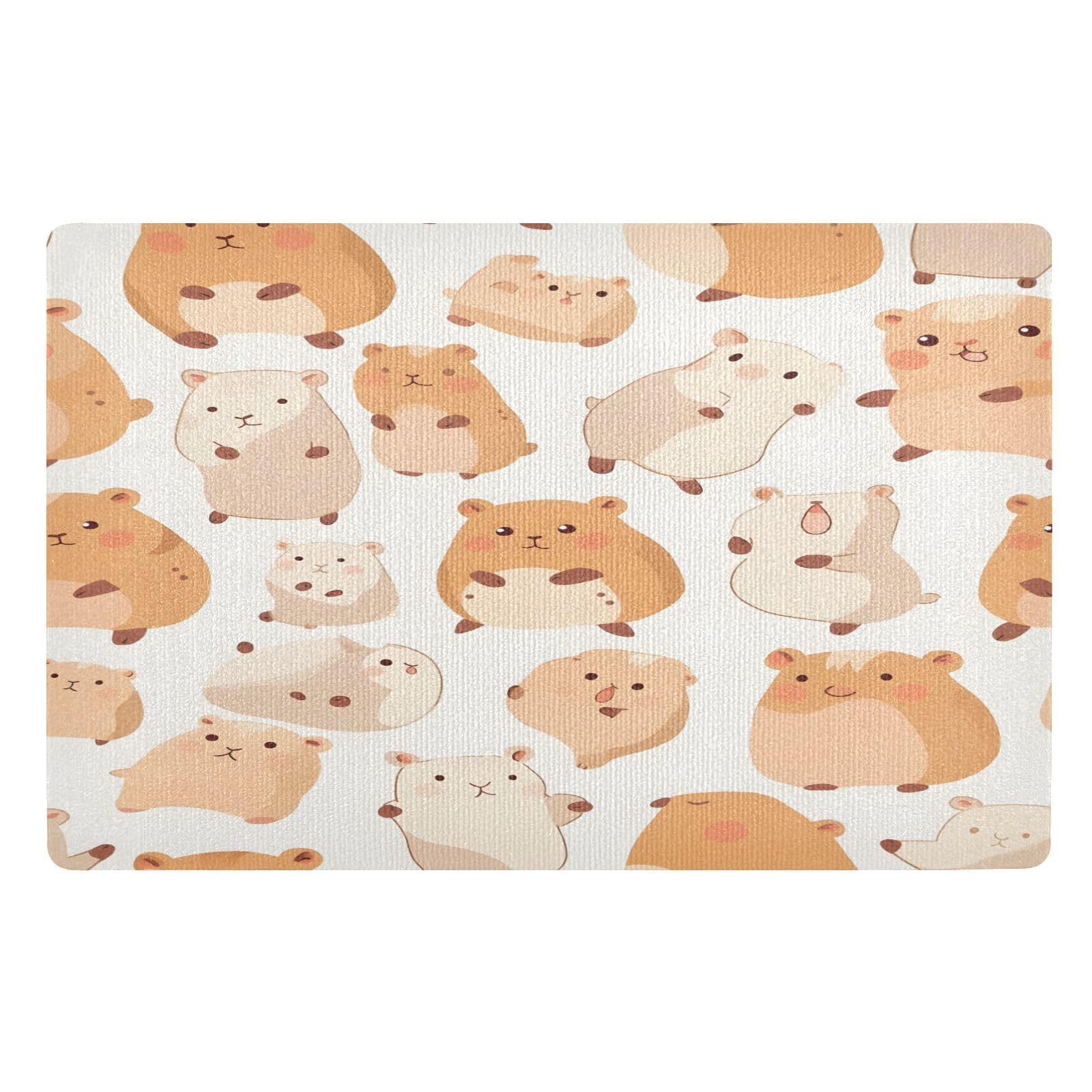 Paillasson Capybara absorbant et lavable : tapis de sol antidérapant jaune