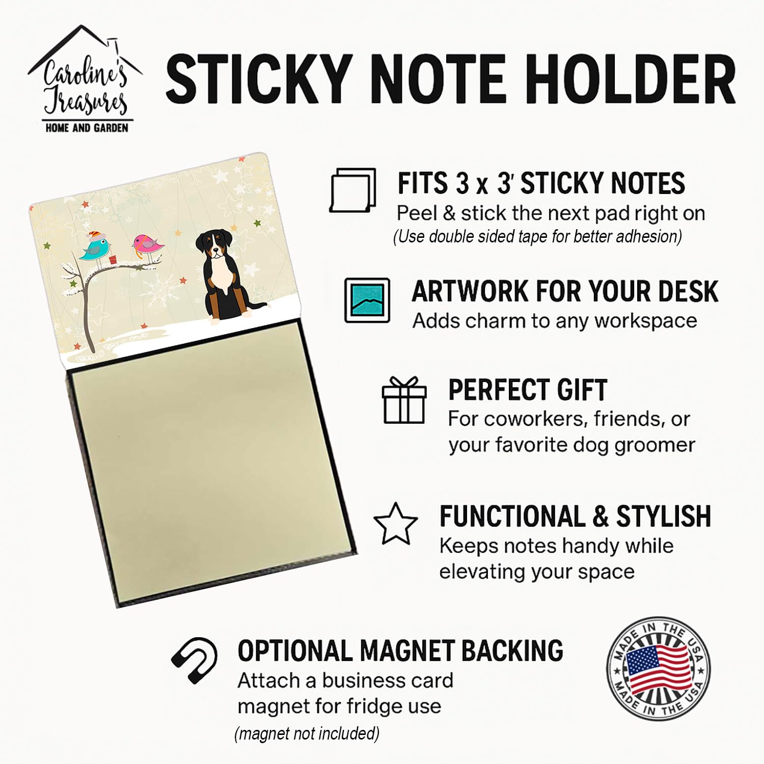 Caroline 's Treasures Christmas Presents zwischen Freunden Großer Schweizer Sennenhund Sticky Note Halter, multicolor (bb2509sn)
