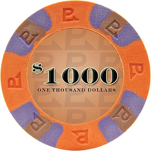 Miniatura 9 de NexGen Pro Classic Poker Chips 10-6000 sensación auténtica de casino de 0.32 oz con diseño tricolor y molde texturizado, paquete de 50