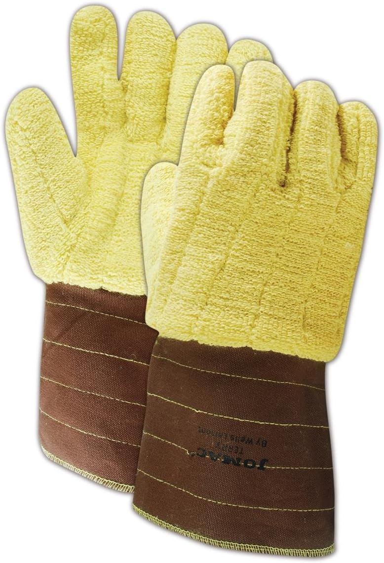 Wells Lamont Industrial 625 JOM Kevlar Terrycloth High-Heat Gloves, Kevlar, X-Large, Brown/Yellow