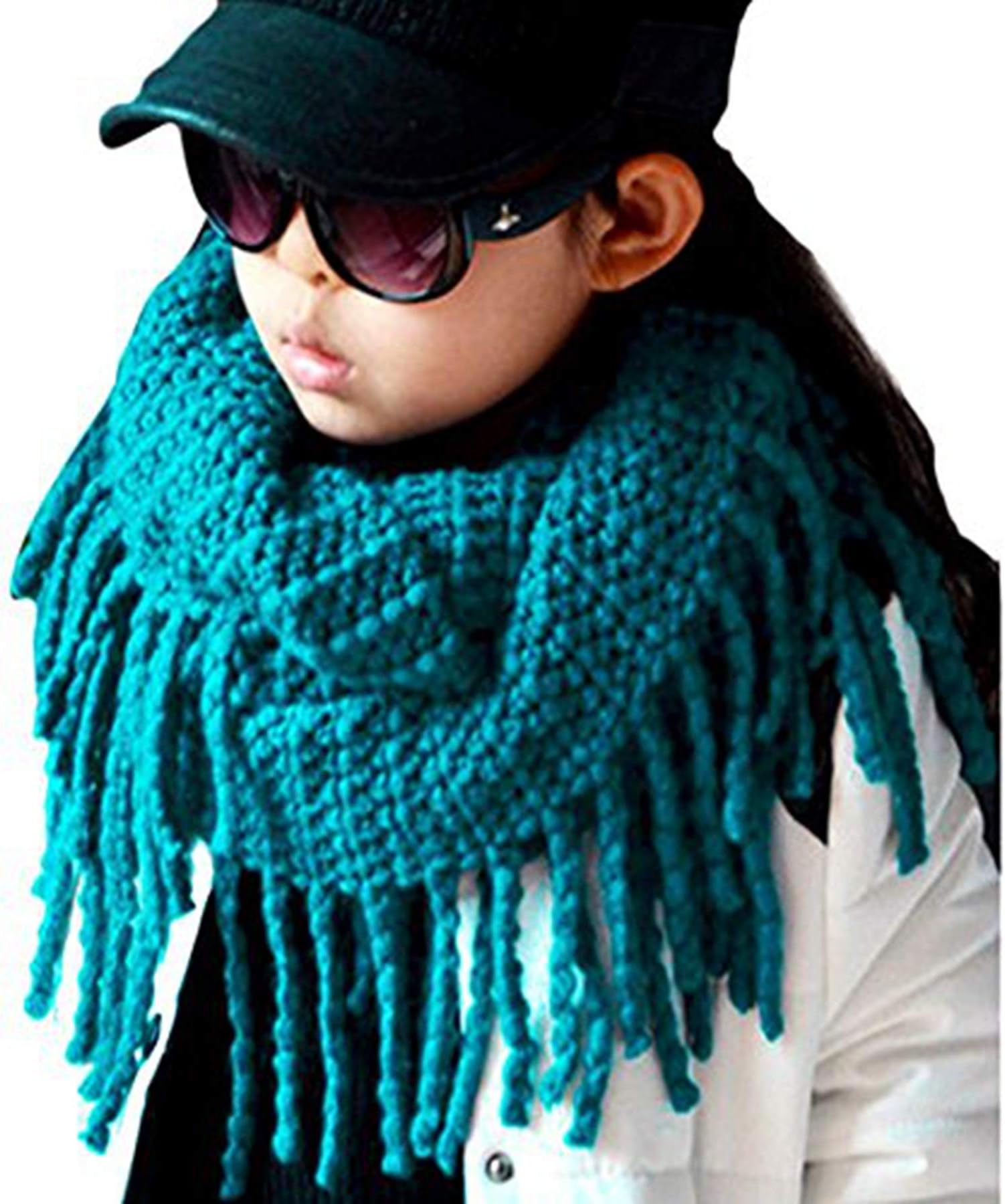 Eforstore Unisex Baby Infant Kids Toddler Boys Girls Warmer Fall Winter Thick Knit Wool Soft Infinity Scarf Neck Long Scarf Shawl, Blue