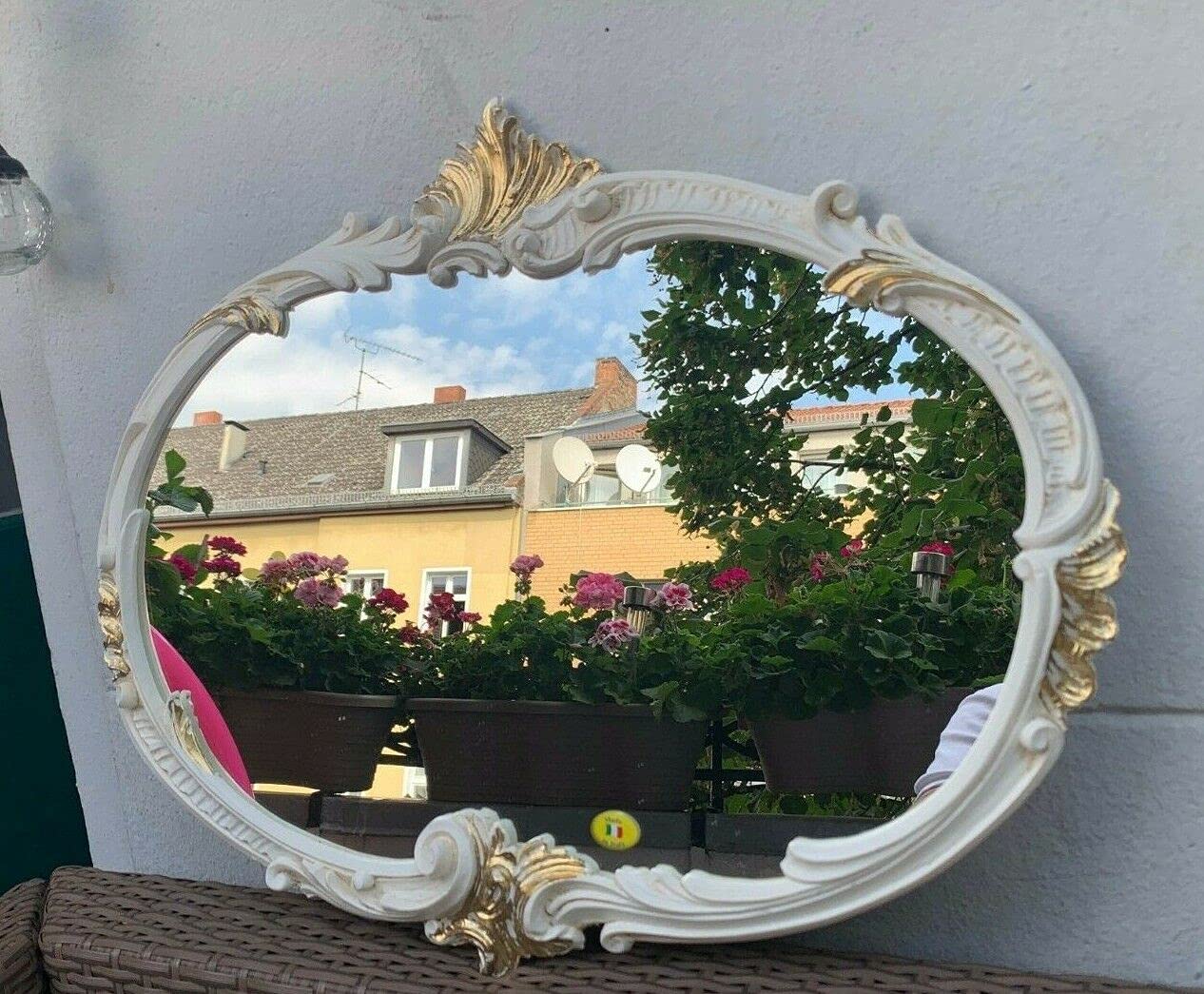 Navaris Antieke spiegel - sierlijke vintage wandspiegels - spiegel voor slaapkamer, badkamer, entree, woonkamer, hal - goud, messing, bronzen stijl - grote volledige lengte