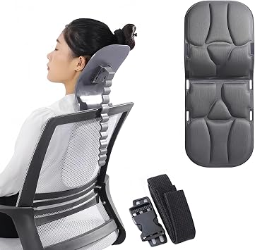 New Upgraded Clamp-on Backrest Office Headrest with Car Headrest | Best Headrest for Back Sleepers | Shower Head Comfortable Back Computer Chair Headrest Aftermarket Chair Headrest Dark Gray