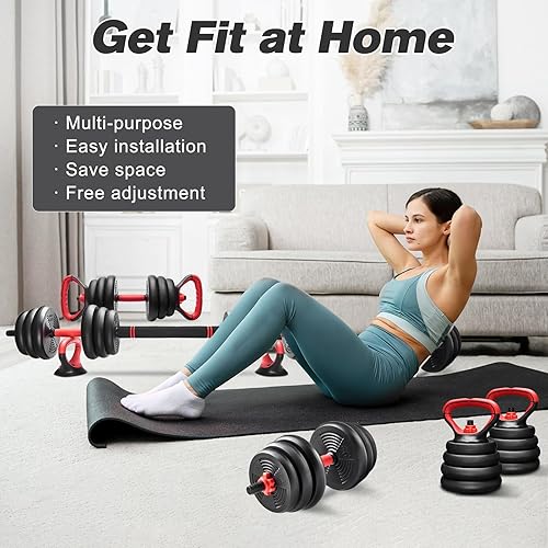 Miniatura 6 de Juego de pesas rusas ajustables con mancuernas y pesas de 40 libras, entrenamiento de levantamiento de pesas, ejercicio en casa y gimnasio