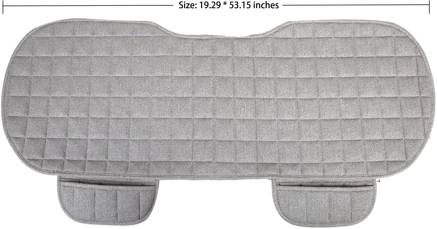 Suninbox Linen Back Car Seat Covers,Rear Car Seat Covers,Cloth Bottom Car Back Seat Cushion,Automotive Seat Protector Breathable Ventilated Gray