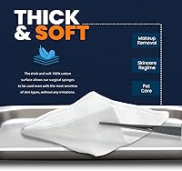 Vista 4 de MED PRIDE Gasa de 4 x 4 pulgadas, 200 esponjas quirúrgicas de 12 capas extra absorbentes Gasa, no estéril Ideal para vendaje de heridas