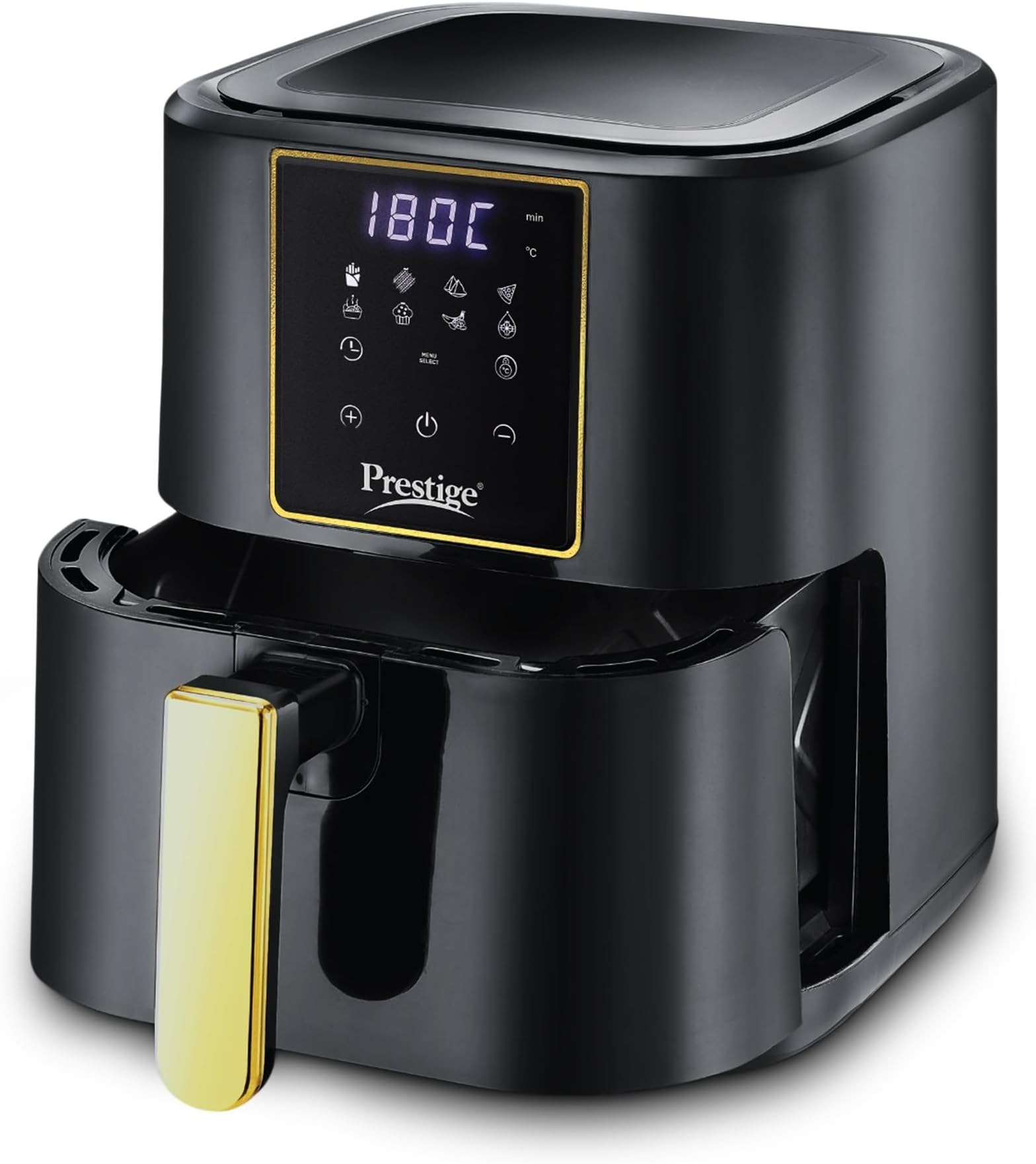 Prestige Nutrifry 4.5L Digital Air Fryer| 80% less Oil Consumption | 8 Preset Menu | Fry, Grill, Roast, Bake, Reheat | Digital Display | 1200 Watts | Easy to Clean | 1Y Warranty | ISI Certified