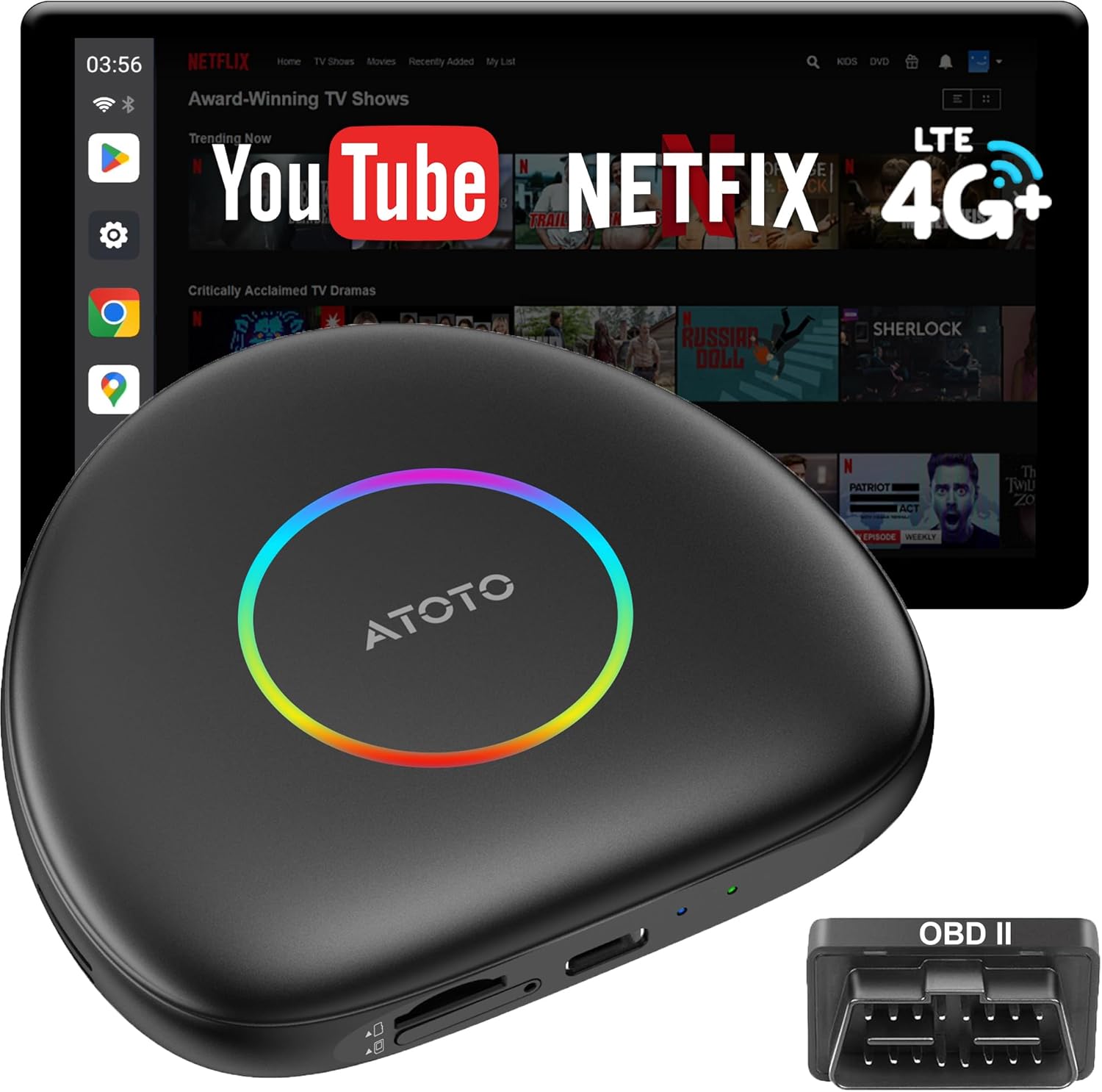 ATOTOSELECT Magic AI Box for Car - 4G LTE, GPS, Full Android, OBD II