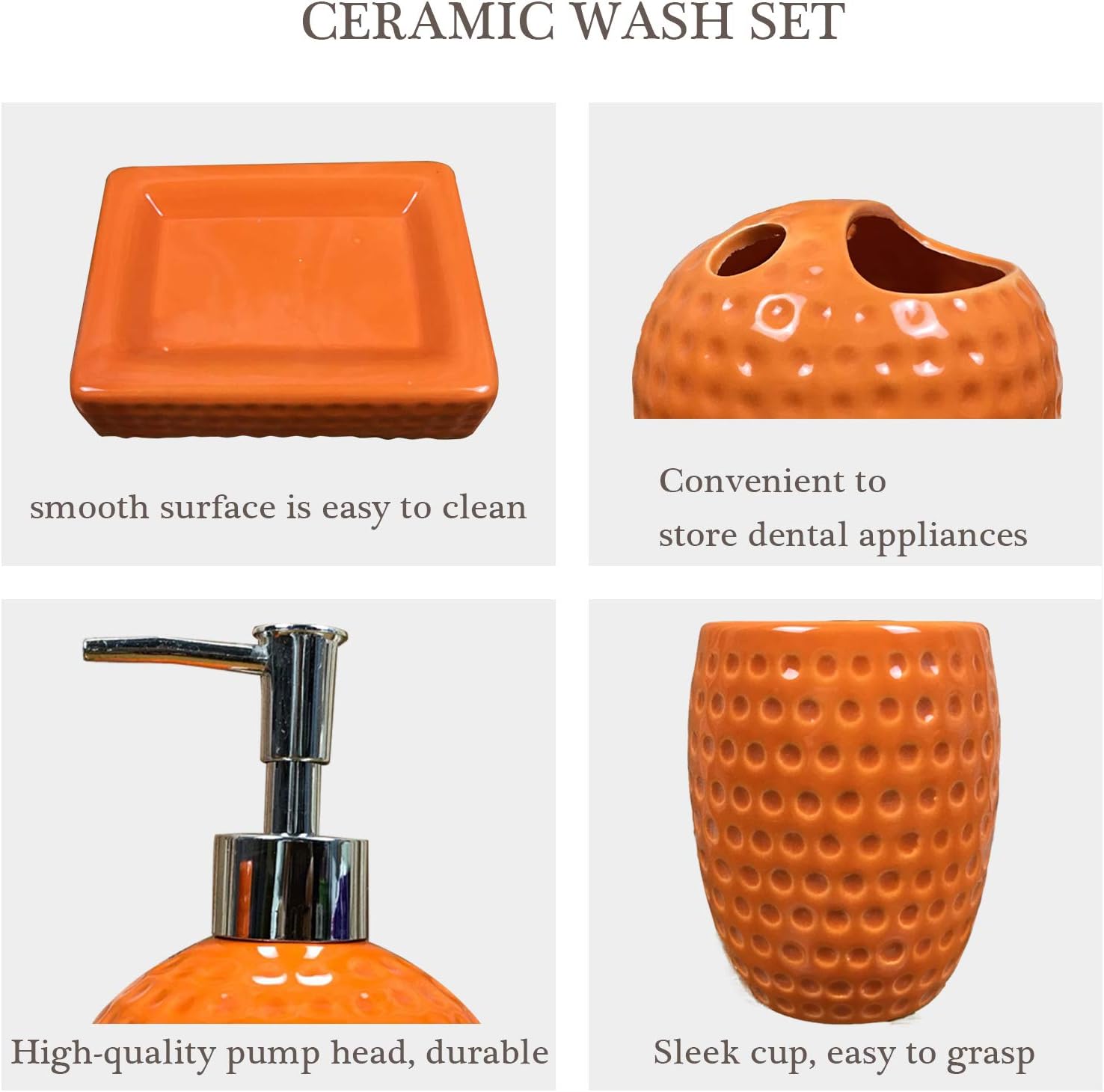 4-Pieces Oran Ceric Bathroom Decor Accory Set Includes Soap
