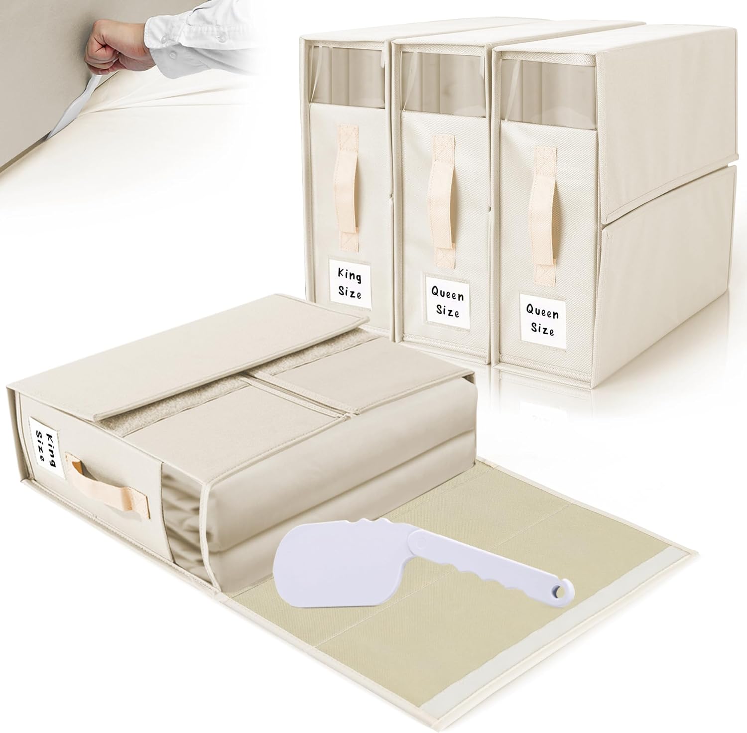 ALCOVA 10 Pack Bed Sheet Organizers and Storage with 1 Bed Sheet Tucker