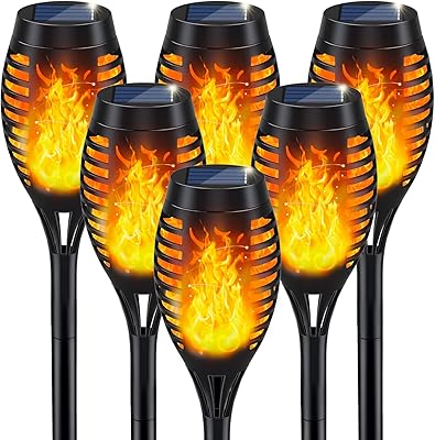 IkeeRuic Solar Lights Outdoor, Solar Torch Light with Flickering Flame for Outdoor Decor, Solar Garden Lights, Waterproof Outdoor Lighting, Flame Torches for Outside Patio Pathway Yard Decorations