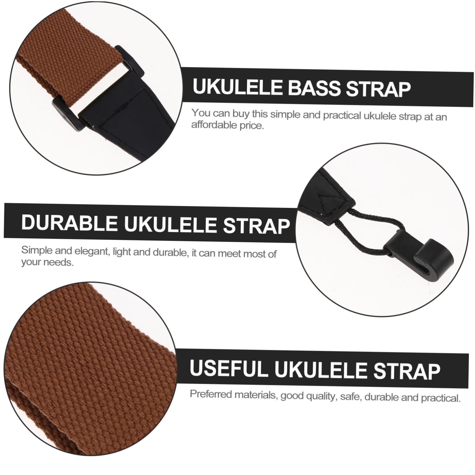 3stücke Non-punch Ukulele Strap Verstellbarer Langlebiger Gurt Aus Atmungsaktivem Stoff Für Ukulele Soprano Tenor Und Bariton Kaffee- Sicher Und Praktisch
